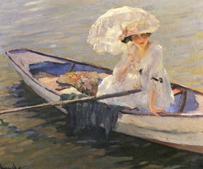 edward cucuel woman in a boat