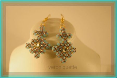 boucles d'oreilles turquoise et or