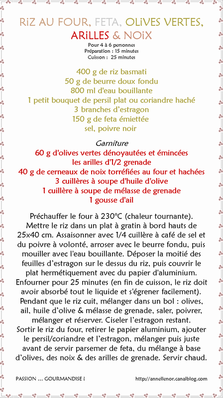 Riz au four, feta, olives vertes, arilles & noix_fiche