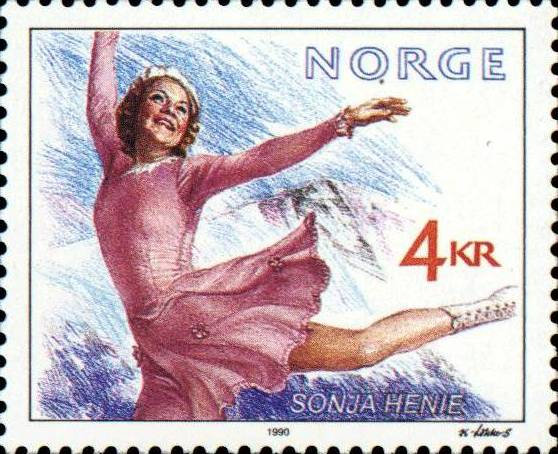 JO 1924 Chamonix Timbre Norvégienne Sonja Heinie