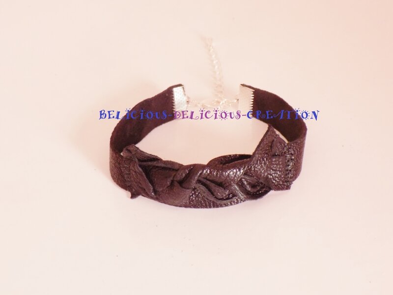 bracelet platted leather black a