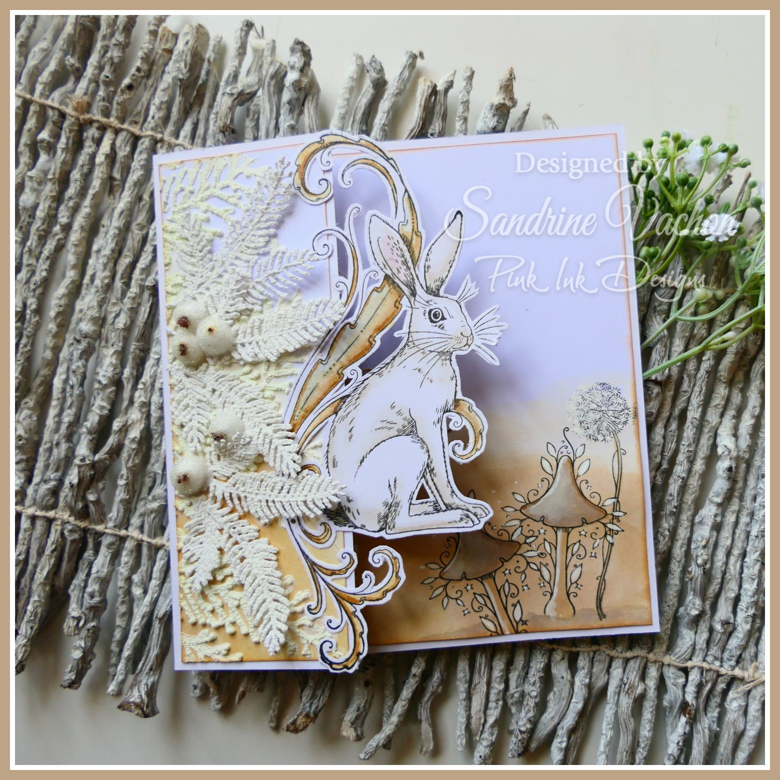 Sandrine VACHON  Carte lapin blanc Pink Ink Designs (1)