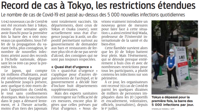 2021 08 06 SO Record de cas à Tokyo les restrictions étendues