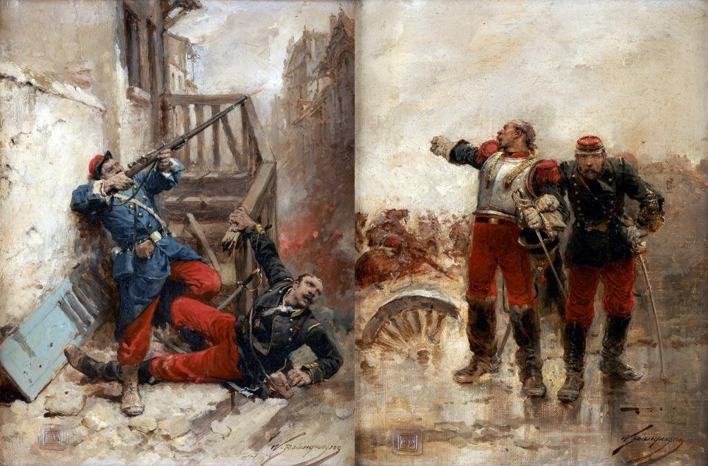 Beauquesne, 2 études. Artilleurs et fantassins au combat