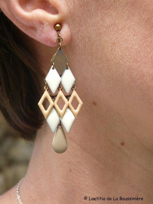 Boucles d'oreilles Losanges (vanille caramel gaufrettes)