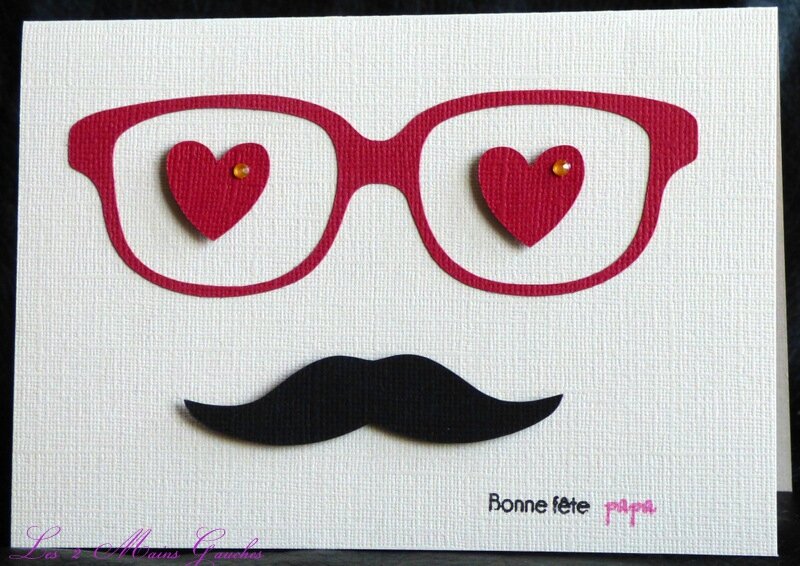 carte de fête des pères avec lunettes rouges et moustache