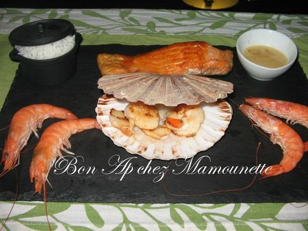 Ardoise de mer, CSJ, saumon, crevettes 025