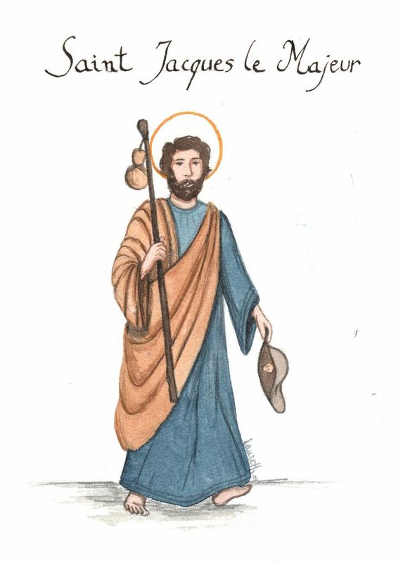 Aquarelle de Saint Jacques le Majeur, apôtre Dessinemoi...