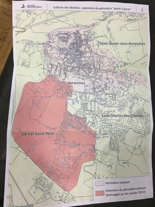 carte extension collecte déchet porte-à-porte quartier les Mares VSP Avranches CCAMSM 2016