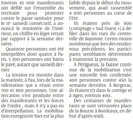 2021 10 10 SO La manifestation anti-passe faiblit les tensions se crispent2