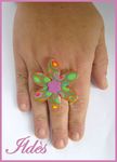 fimo bague fleur multicolore 3