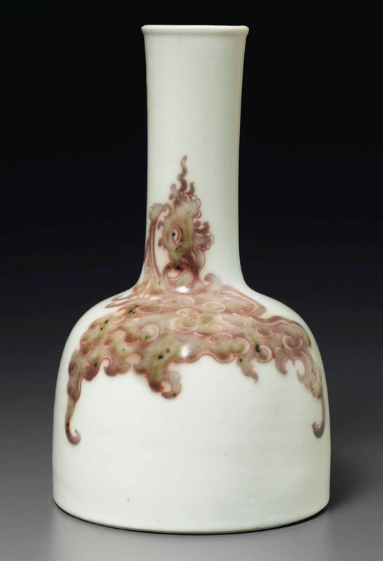 A copper-red-decorated 'mallet'-shaped vase, Kangxi six-character mark in underglaze blue and of the period (1662-1722)