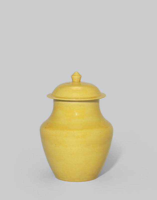 A yellow-glazed vase and cover, Kangxi period (1662-1722)