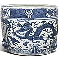 A large blue and white 'Dragon' censer, Ming dynasty Wanli period, dated <b>1611</b>