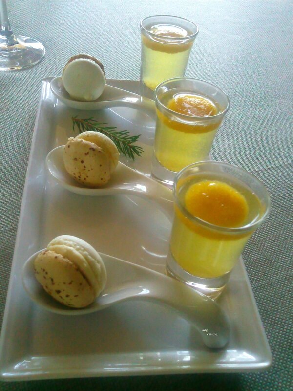 2013 10 11 - déjeuner au Bateau Ivre - Le Bourget du Lac (26) - macaron noix de coco, thé glacé à la menthe et boule fruit passion