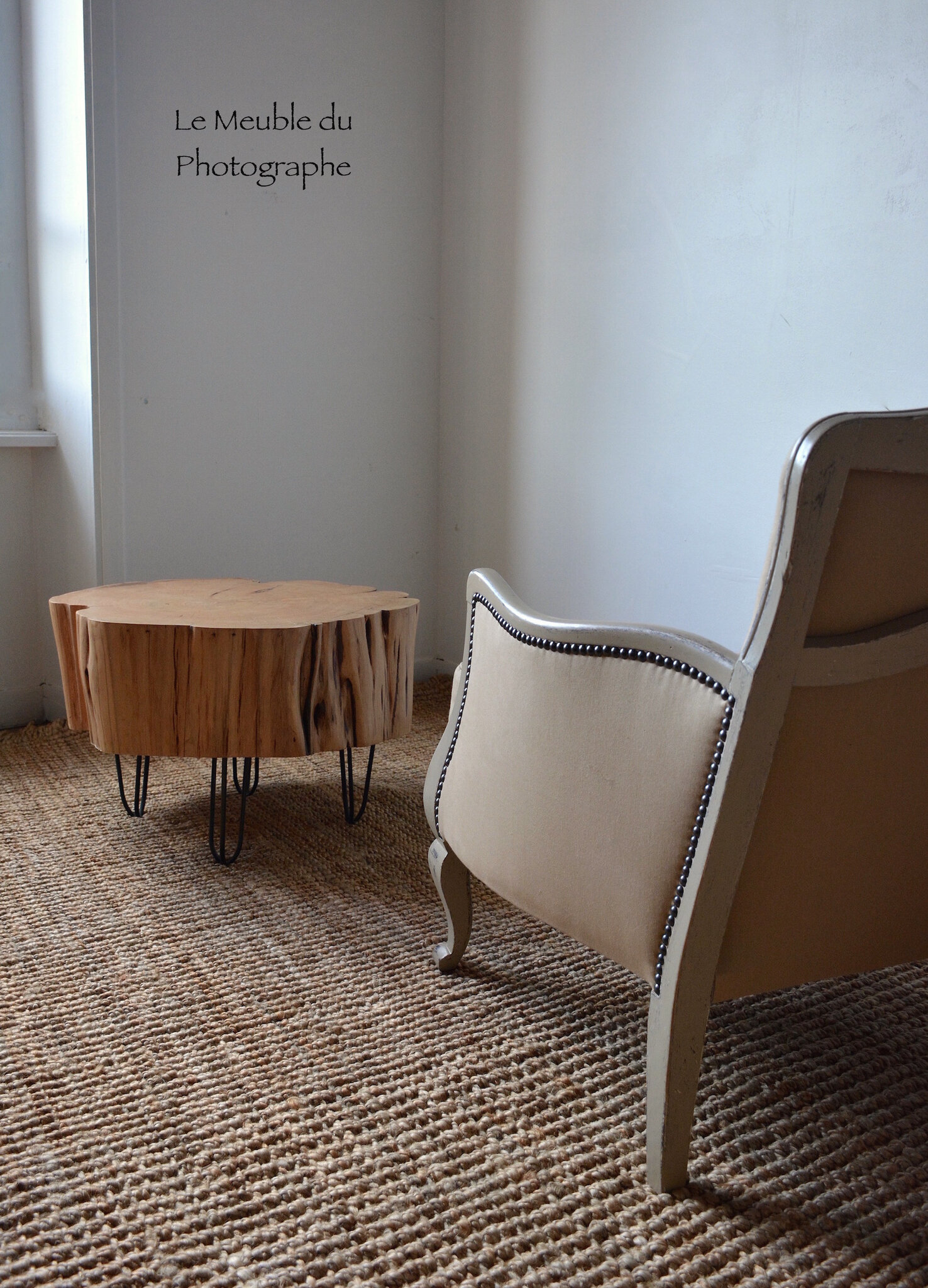 table rondin pieds métal