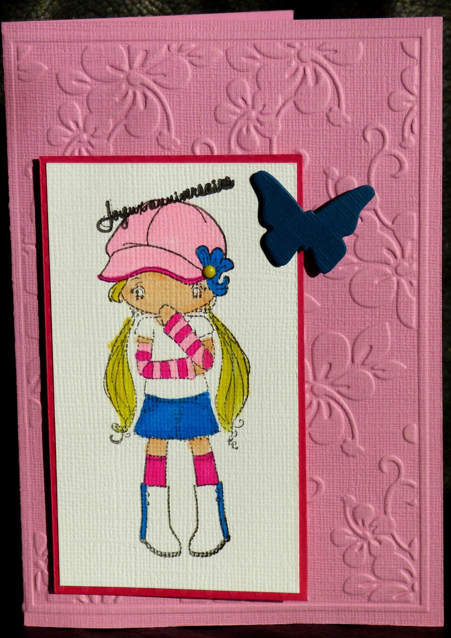 carte d'anniversaire fille avec hibiscus