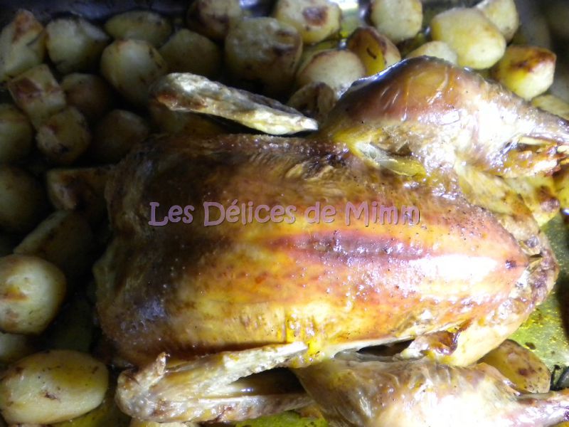 Poulet r ti au citron et au romarin pommes de terre r ties de