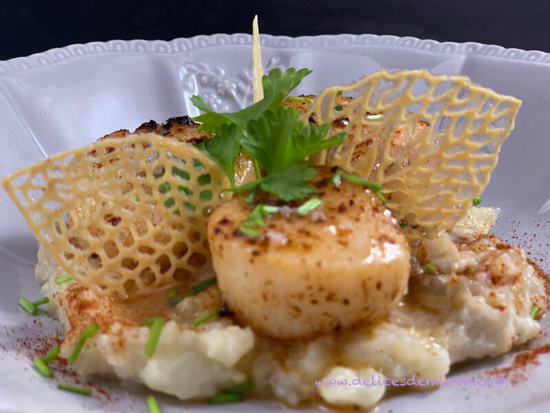 Noix de Saint-Jacques snackées sur purée de topinambours 6
