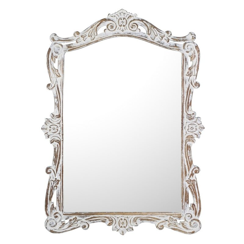 miroir baroque en manguier blanchi