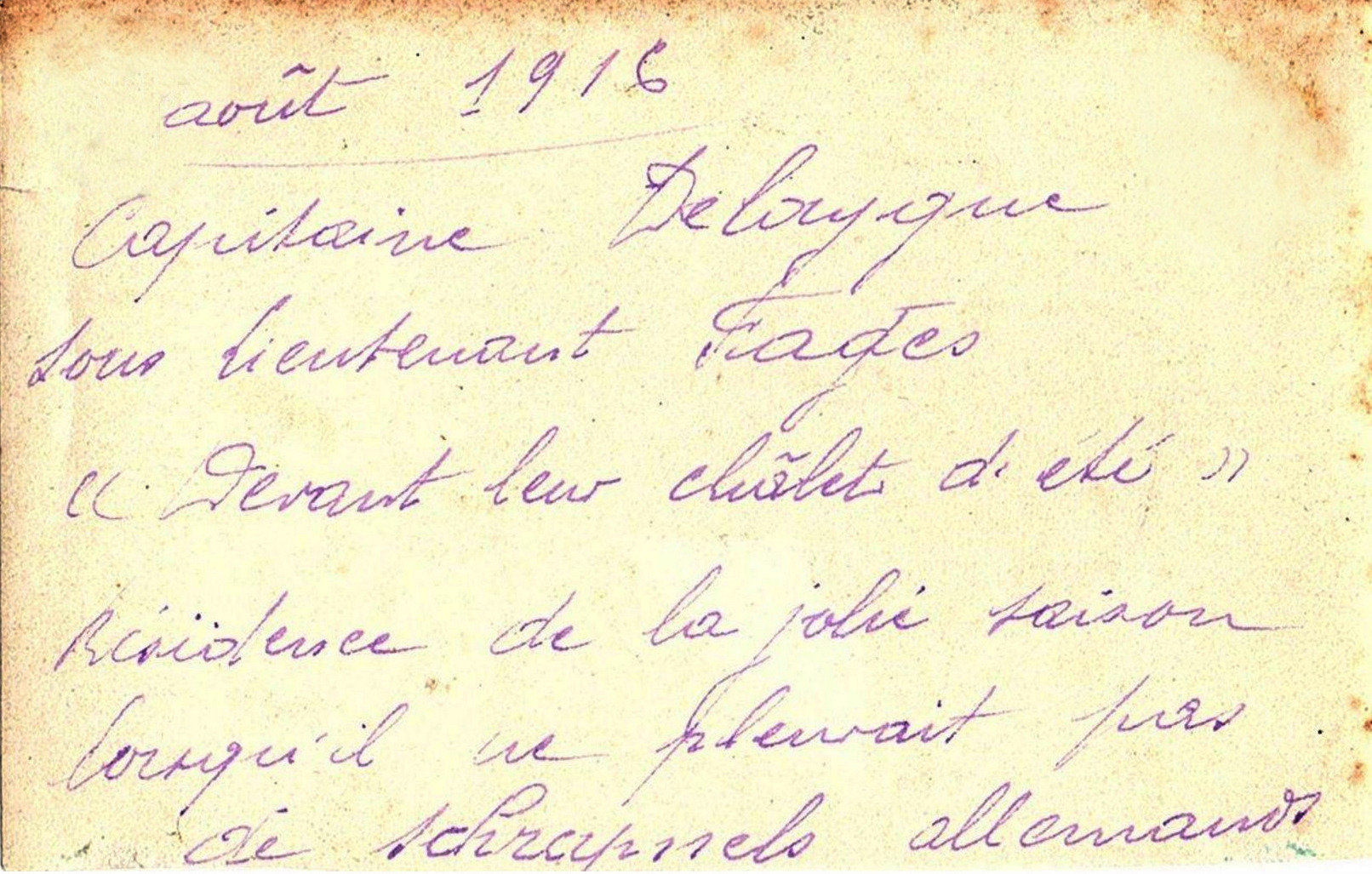 Les Eparges (Meuse), août 1916, cliché anonyme, légende