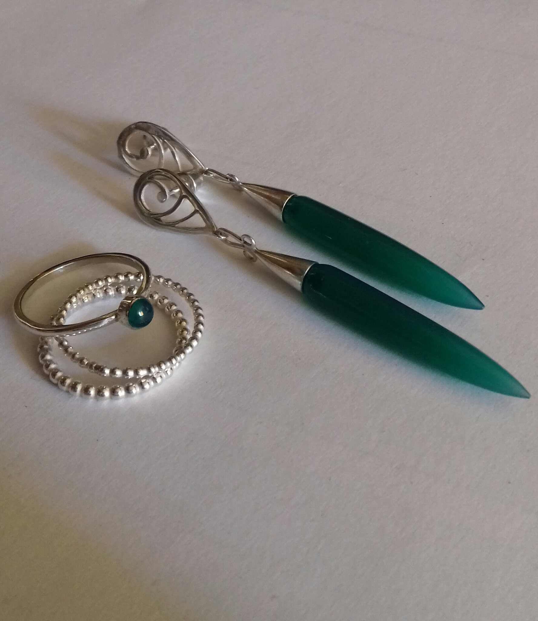 B O  /bagues argent green onyx