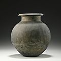 An Imperially Inscribed Grey Pottery Jar. The Vessel, Zhou Dynasty-Warring States Period, The Qianlong Inscription Dated <b>1769</b>