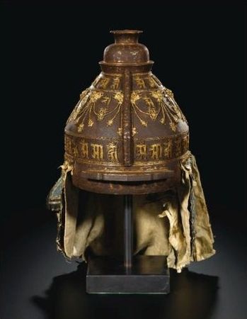AN_EXTREMELY_RARE_IMPERIAL_PARCEL_GILT_IRON_HELMET