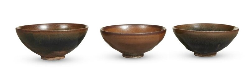 Three Chinese Jian-type russet and black-glazed small teabowls, Southern Song dynasty