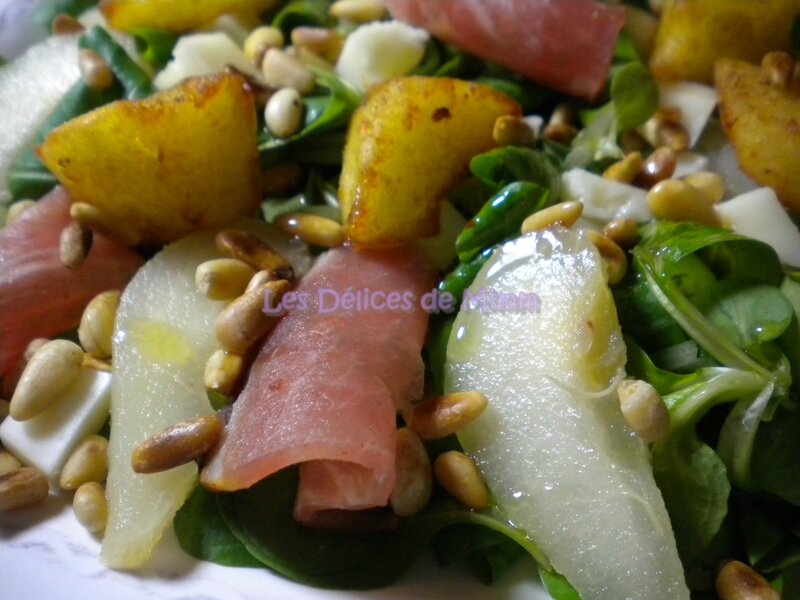 Salade basque au lomo, Ossau-iraty, poires, pignons et pommes de terre sautées 5