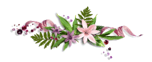 Gif barre fleur rose feuille fougère et rubans roses 320 pixels