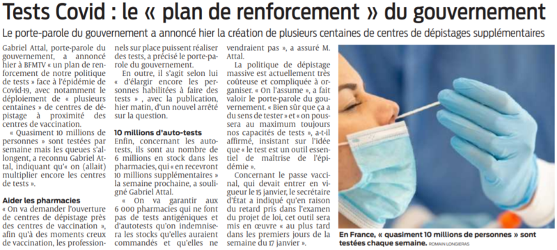 2022 01 10 SO Tests Covid le plan de renforcement du gouvernement