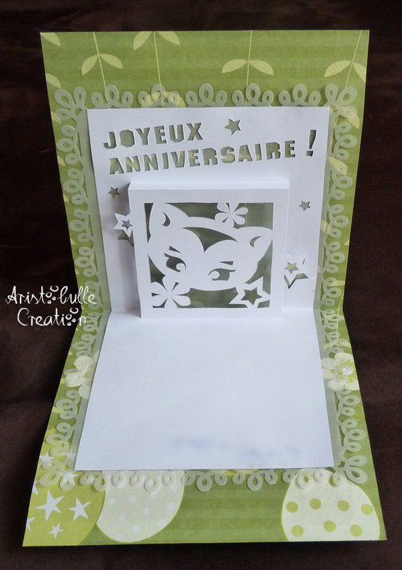 Carte kirigami chat - ouverte