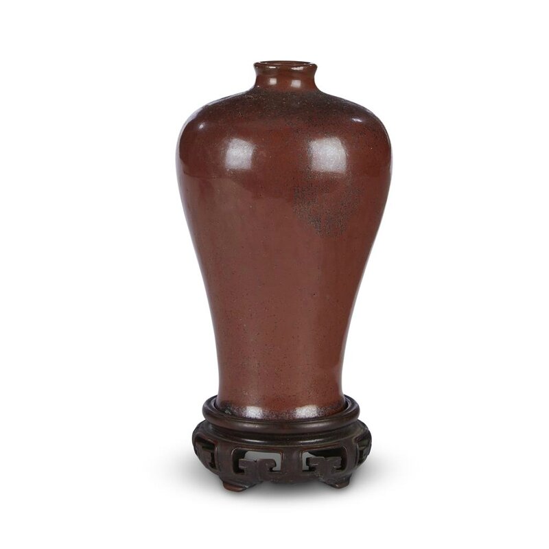 A Chinese 'rust-brown' monochrome small meiping vase, 18th century