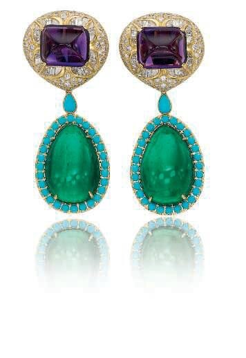 A pair of multi-gem earrings