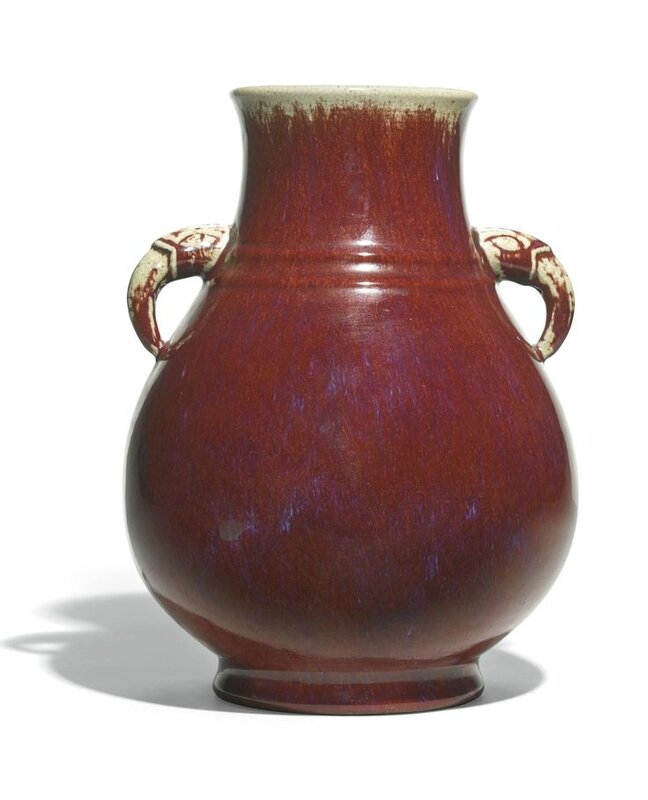 A flambé-glazed Hu-shaped vase, Qing dynasty, 19th century