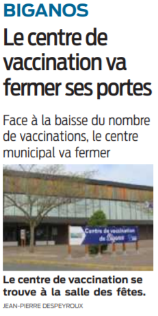 2021 09 16 SO Biganos le centre de vaccination va fermer ses portes