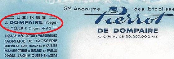 Courrier 1952 Etablissement Pierrot Dompaire Paris R1