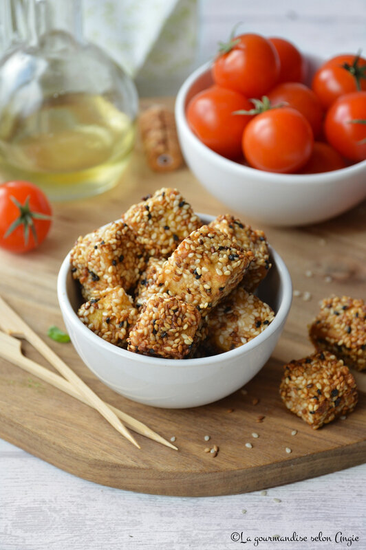 bouchées de tofu mariné gingembre citron au sésame vegan sans gluten (1)