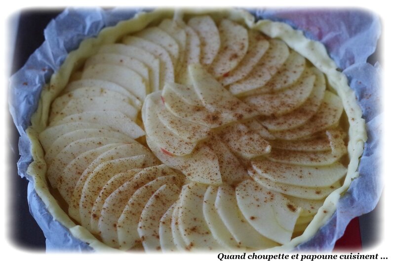 tarte à la compote de pommes, pommes tranchées et canelle-1541