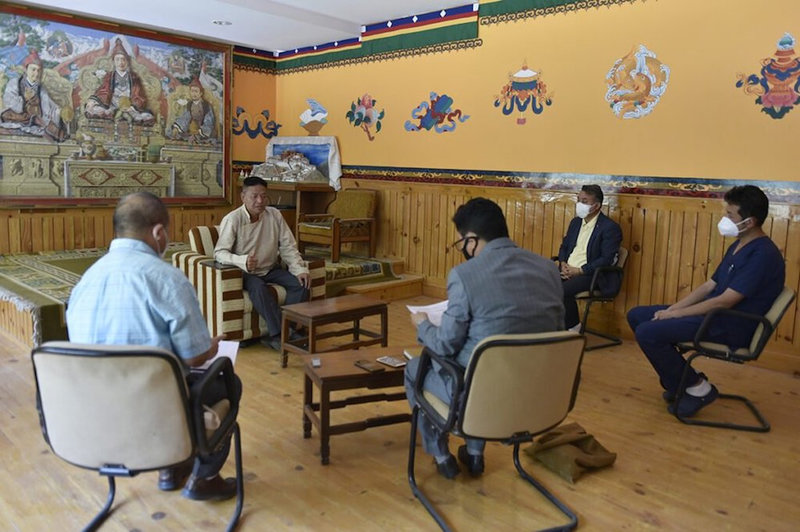 Sikyong-Penpa-Tsering-getting-briefed-on-the-pandemic-situation-by-Covid-19-task-force-on-Friday-Photo-CTA