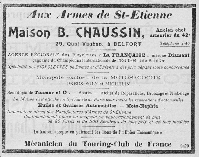 1909 07 11 Pub Chaussin L'Alsace 3