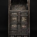 A very rare and important shell inlaid, lacquer <b>display</b> <b>cabinet</b>, 'wanligui', Ming dynasty (1368-1644), second half of the 16th c