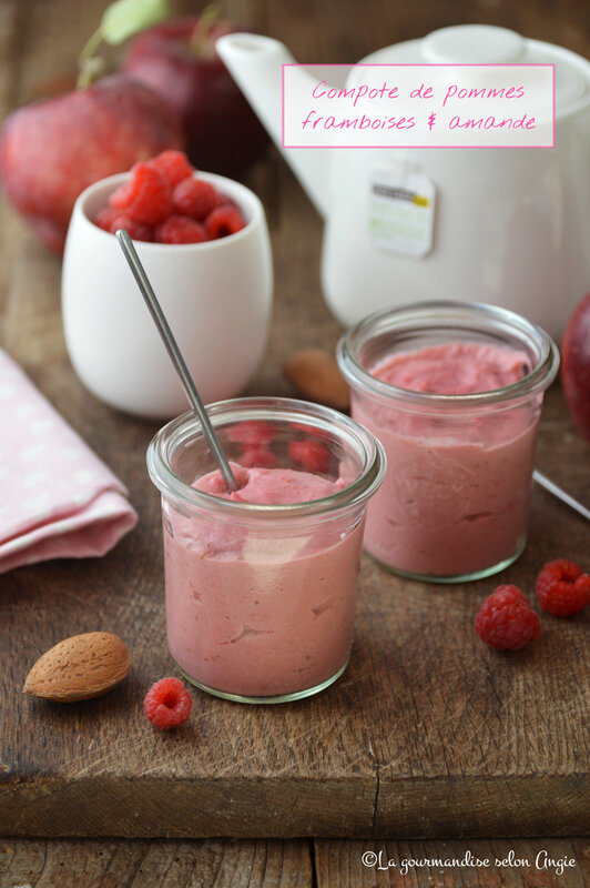 compote de pommes framboise et amande sans sucre sans gluten vegan