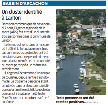 2020 08 08 SO Un cluster identifié à Lanton
