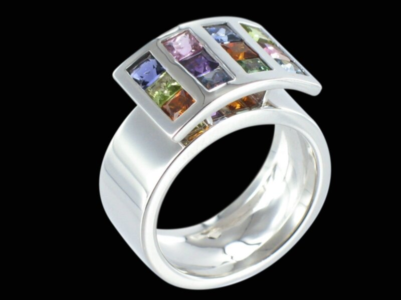 Bague Venise or blanc corps plein pathwok 3x4