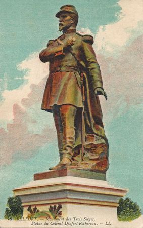CPA Belfort Monment 3 Sièges Statue Denfert