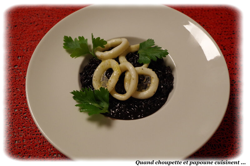 risotto à l'encre de seiche et calamars1231