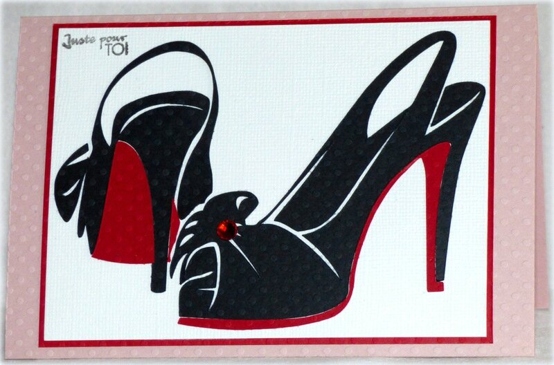 carte avec escarpins en rouge et noir