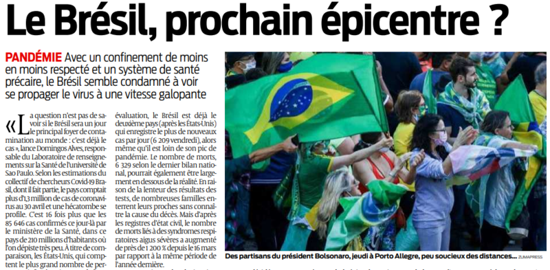 2020 05 04 SO Le Brésil prochain épicentre